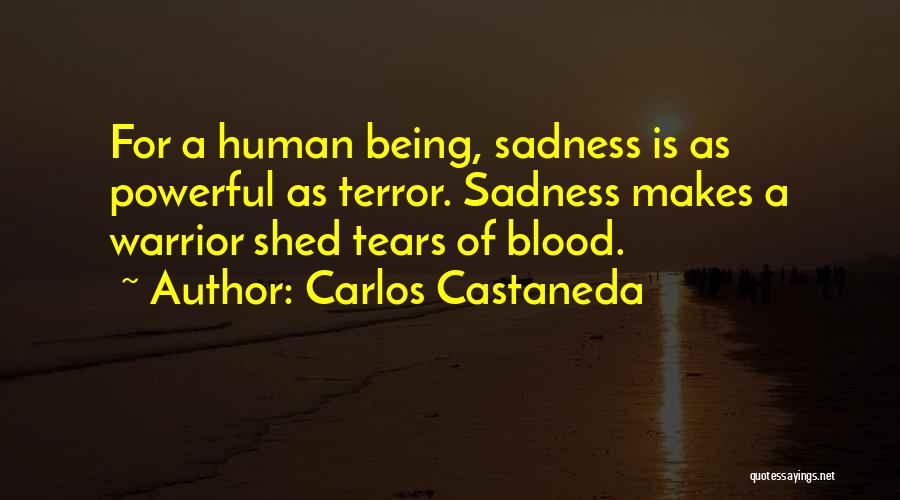 Carlos Castaneda Quotes: For A Human Being, Sadness Is As Powerful As Terror. Sadness Makes A Warrior Shed Tears Of Blood.