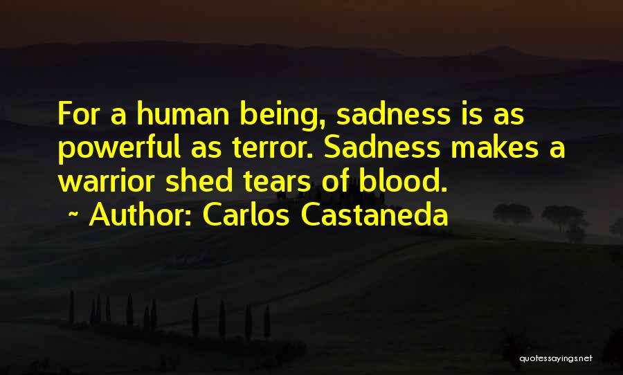Carlos Castaneda Quotes: For A Human Being, Sadness Is As Powerful As Terror. Sadness Makes A Warrior Shed Tears Of Blood.