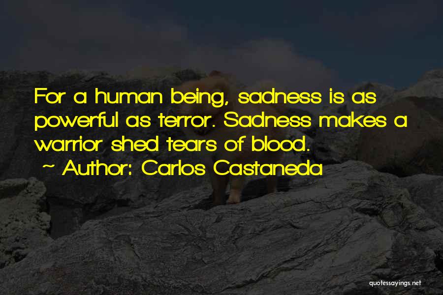 Carlos Castaneda Quotes: For A Human Being, Sadness Is As Powerful As Terror. Sadness Makes A Warrior Shed Tears Of Blood.