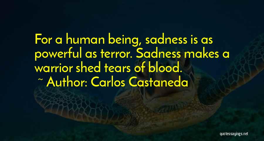 Carlos Castaneda Quotes: For A Human Being, Sadness Is As Powerful As Terror. Sadness Makes A Warrior Shed Tears Of Blood.