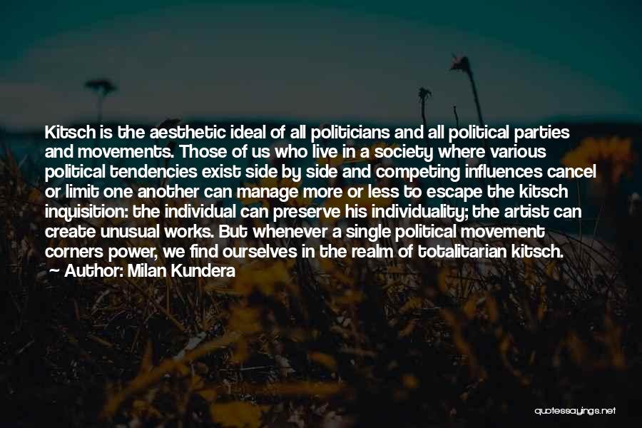 Milan Kundera Quotes: Kitsch Is The Aesthetic Ideal Of All Politicians And All Political Parties And Movements. Those Of Us Who Live In