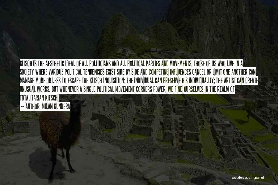 Milan Kundera Quotes: Kitsch Is The Aesthetic Ideal Of All Politicians And All Political Parties And Movements. Those Of Us Who Live In