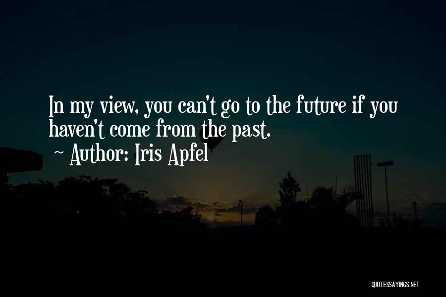 Iris Apfel Quotes: In My View, You Can't Go To The Future If You Haven't Come From The Past.