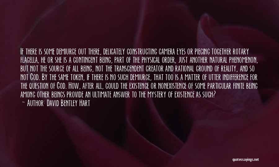 David Bentley Hart Quotes: If There Is Some Demiurge Out There, Delicately Constructing Camera Eyes Or Piecing Together Rotary Flagella, He Or She Is