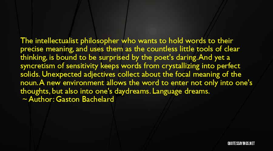 Gaston Bachelard Quotes: The Intellectualist Philosopher Who Wants To Hold Words To Their Precise Meaning, And Uses Them As The Countless Little Tools