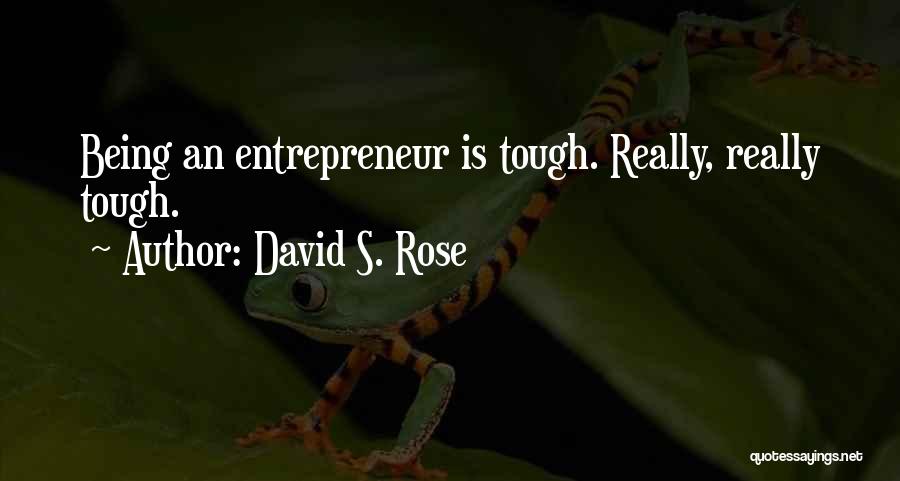 David S. Rose Quotes: Being An Entrepreneur Is Tough. Really, Really Tough.