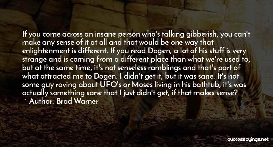 Brad Warner Quotes: If You Come Across An Insane Person Who's Talking Gibberish, You Can't Make Any Sense Of It At All And