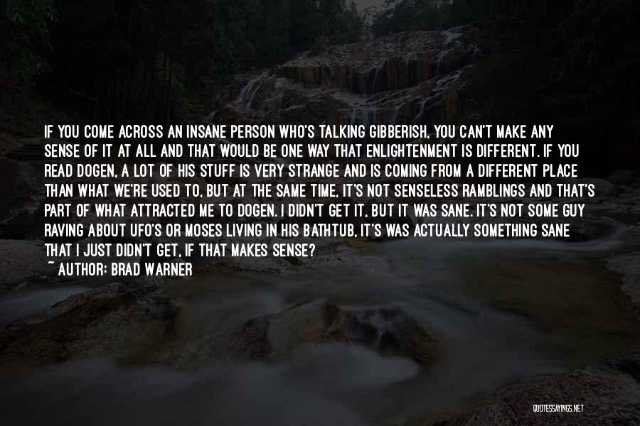 Brad Warner Quotes: If You Come Across An Insane Person Who's Talking Gibberish, You Can't Make Any Sense Of It At All And