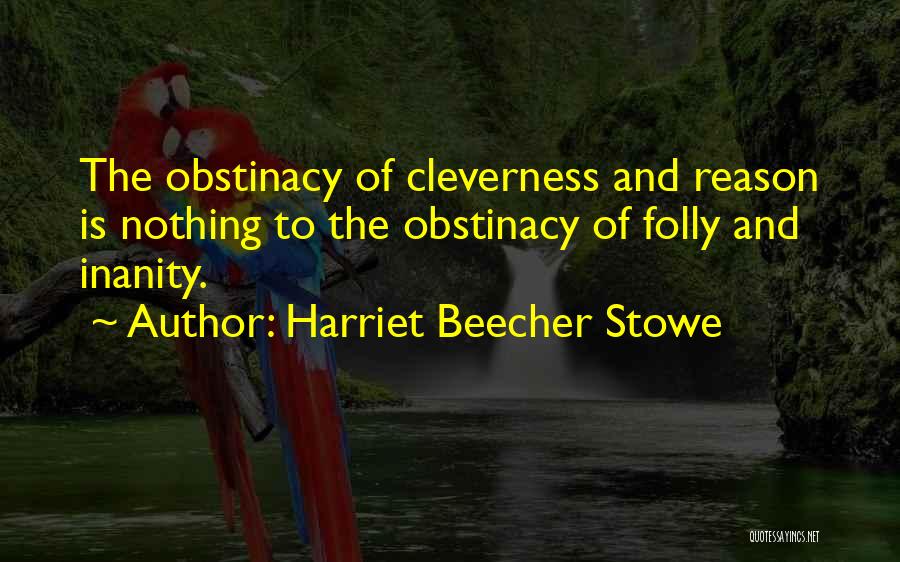 Harriet Beecher Stowe Quotes: The Obstinacy Of Cleverness And Reason Is Nothing To The Obstinacy Of Folly And Inanity.