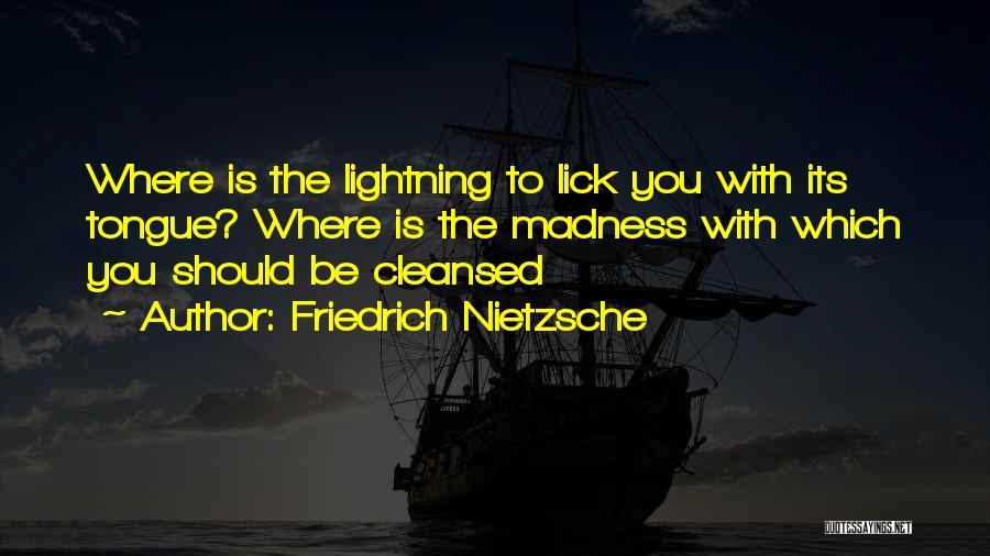 Friedrich Nietzsche Quotes: Where Is The Lightning To Lick You With Its Tongue? Where Is The Madness With Which You Should Be Cleansed