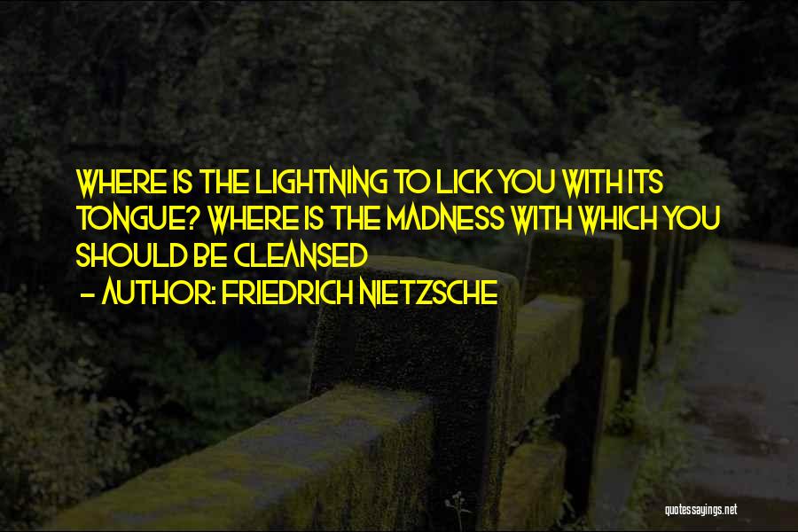 Friedrich Nietzsche Quotes: Where Is The Lightning To Lick You With Its Tongue? Where Is The Madness With Which You Should Be Cleansed