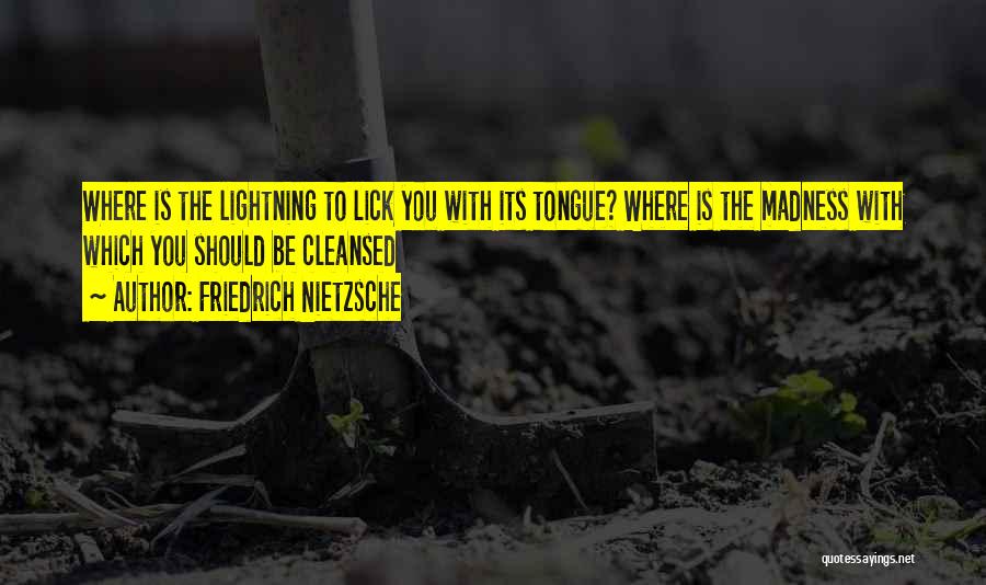 Friedrich Nietzsche Quotes: Where Is The Lightning To Lick You With Its Tongue? Where Is The Madness With Which You Should Be Cleansed