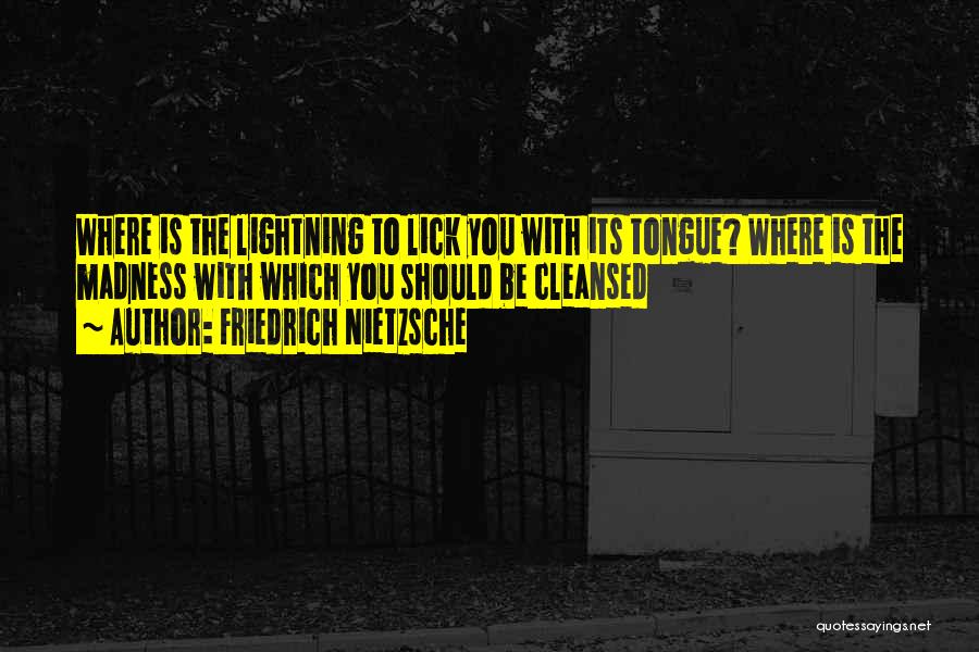 Friedrich Nietzsche Quotes: Where Is The Lightning To Lick You With Its Tongue? Where Is The Madness With Which You Should Be Cleansed