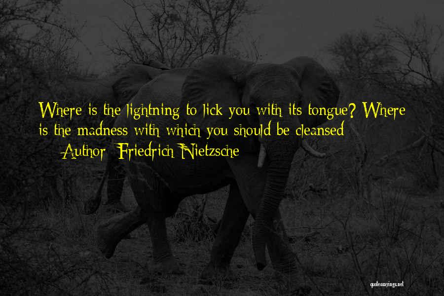 Friedrich Nietzsche Quotes: Where Is The Lightning To Lick You With Its Tongue? Where Is The Madness With Which You Should Be Cleansed