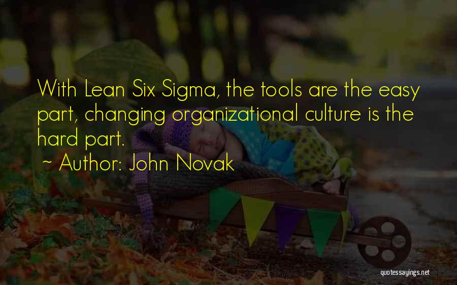 John Novak Quotes: With Lean Six Sigma, The Tools Are The Easy Part, Changing Organizational Culture Is The Hard Part.