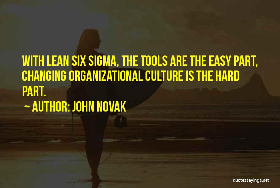 John Novak Quotes: With Lean Six Sigma, The Tools Are The Easy Part, Changing Organizational Culture Is The Hard Part.