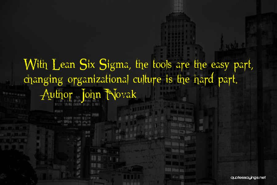 John Novak Quotes: With Lean Six Sigma, The Tools Are The Easy Part, Changing Organizational Culture Is The Hard Part.