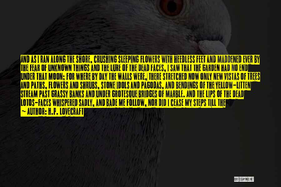 H.P. Lovecraft Quotes: And As I Ran Along The Shore, Crushing Sleeping Flowers With Heedless Feet And Maddened Ever By The Fear Of