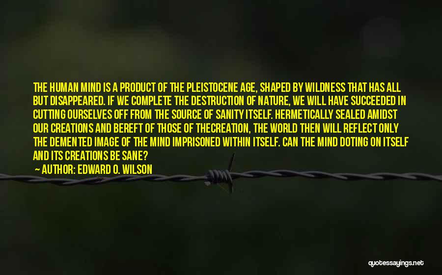 Edward O. Wilson Quotes: The Human Mind Is A Product Of The Pleistocene Age, Shaped By Wildness That Has All But Disappeared. If We