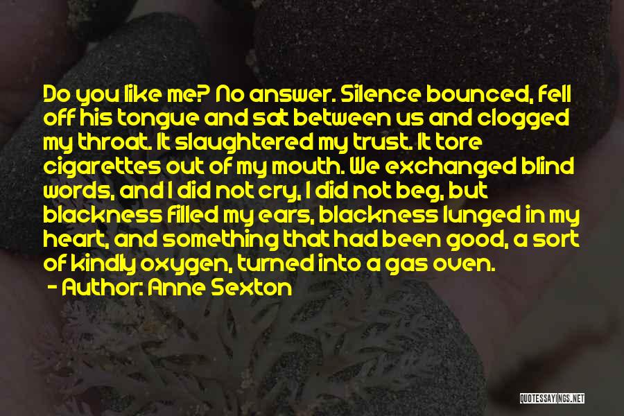Anne Sexton Quotes: Do You Like Me? No Answer. Silence Bounced, Fell Off His Tongue And Sat Between Us And Clogged My Throat.
