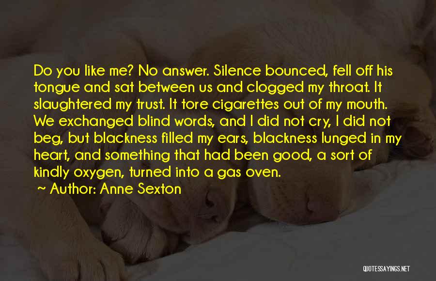 Anne Sexton Quotes: Do You Like Me? No Answer. Silence Bounced, Fell Off His Tongue And Sat Between Us And Clogged My Throat.