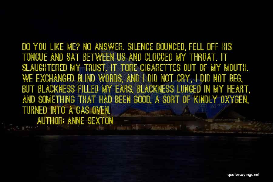 Anne Sexton Quotes: Do You Like Me? No Answer. Silence Bounced, Fell Off His Tongue And Sat Between Us And Clogged My Throat.