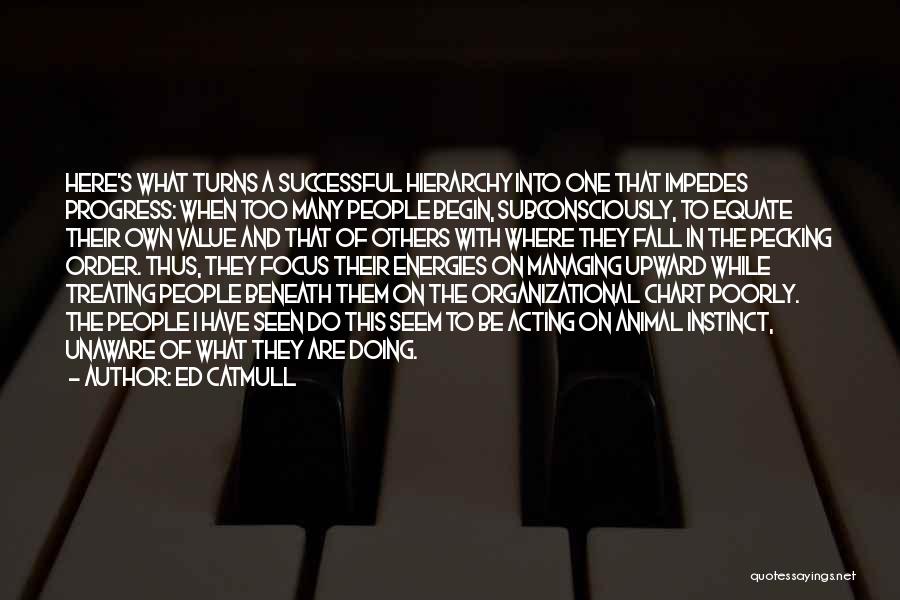 Ed Catmull Quotes: Here's What Turns A Successful Hierarchy Into One That Impedes Progress: When Too Many People Begin, Subconsciously, To Equate Their