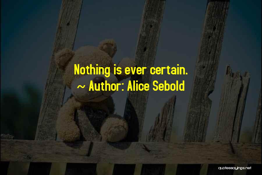 Alice Sebold Quotes: Nothing Is Ever Certain.