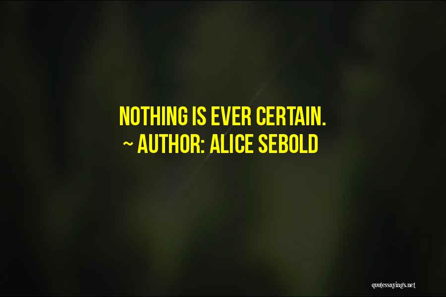 Alice Sebold Quotes: Nothing Is Ever Certain.