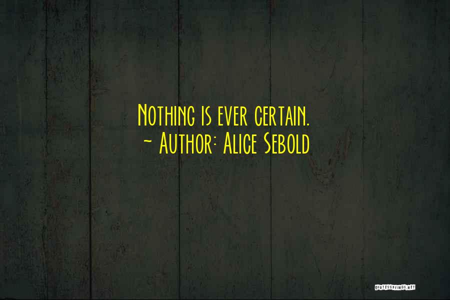 Alice Sebold Quotes: Nothing Is Ever Certain.