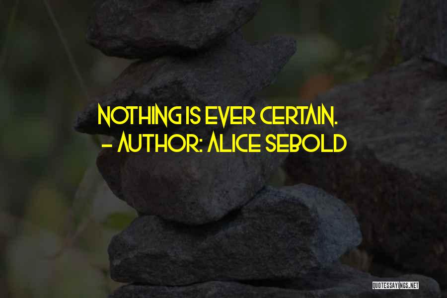 Alice Sebold Quotes: Nothing Is Ever Certain.