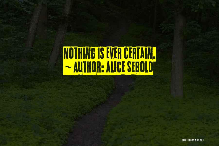 Alice Sebold Quotes: Nothing Is Ever Certain.