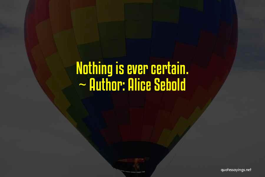 Alice Sebold Quotes: Nothing Is Ever Certain.