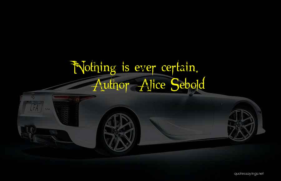 Alice Sebold Quotes: Nothing Is Ever Certain.