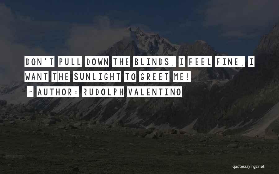 Rudolph Valentino Quotes: Don't Pull Down The Blinds. I Feel Fine. I Want The Sunlight To Greet Me!