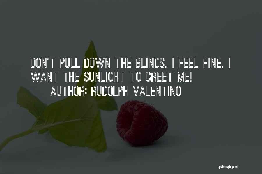 Rudolph Valentino Quotes: Don't Pull Down The Blinds. I Feel Fine. I Want The Sunlight To Greet Me!