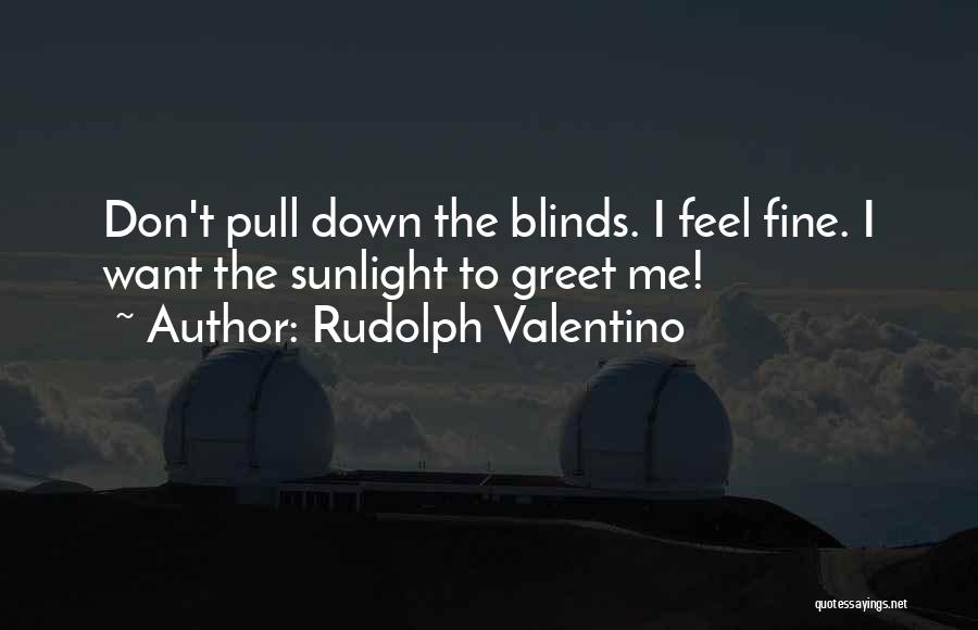 Rudolph Valentino Quotes: Don't Pull Down The Blinds. I Feel Fine. I Want The Sunlight To Greet Me!