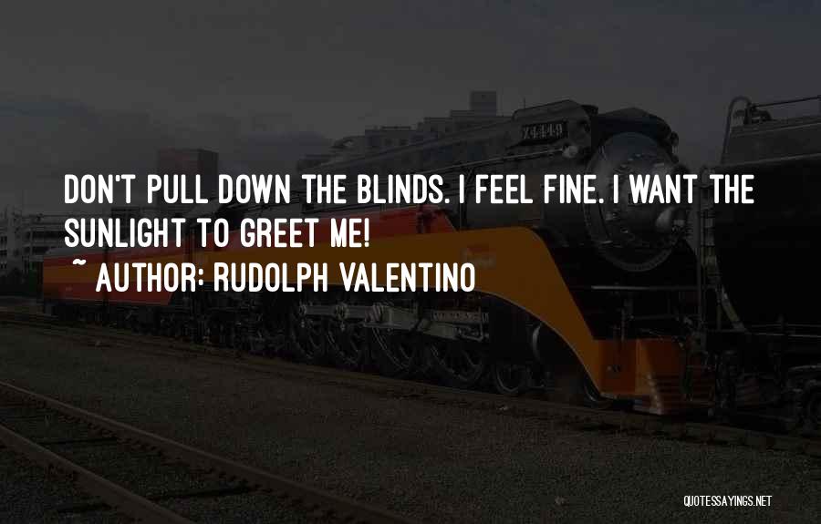 Rudolph Valentino Quotes: Don't Pull Down The Blinds. I Feel Fine. I Want The Sunlight To Greet Me!
