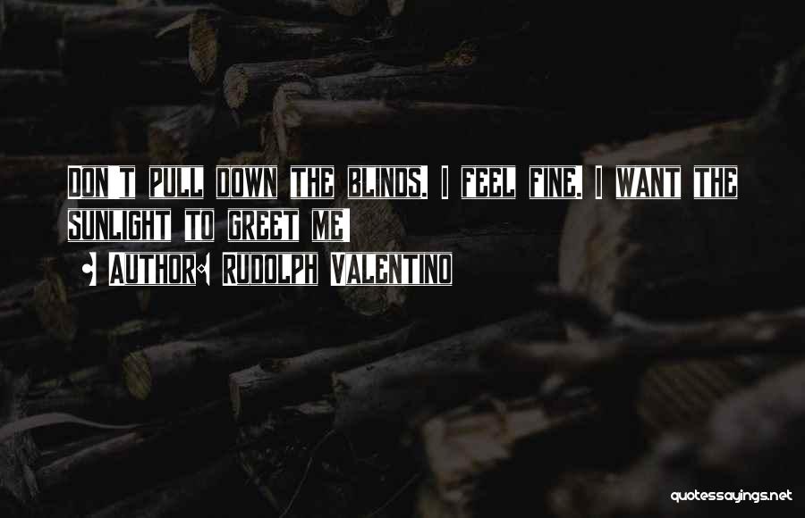 Rudolph Valentino Quotes: Don't Pull Down The Blinds. I Feel Fine. I Want The Sunlight To Greet Me!