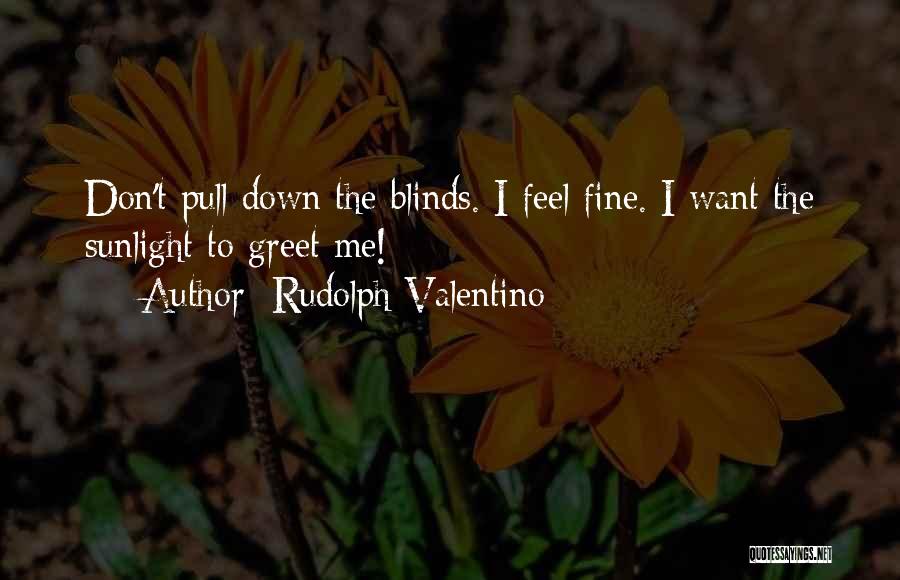 Rudolph Valentino Quotes: Don't Pull Down The Blinds. I Feel Fine. I Want The Sunlight To Greet Me!
