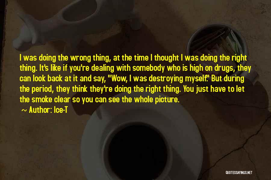 Ice-T Quotes: I Was Doing The Wrong Thing, At The Time I Thought I Was Doing The Right Thing. It's Like If