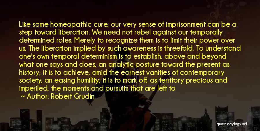 Robert Grudin Quotes: Like Some Homeopathic Cure, Our Very Sense Of Imprisonment Can Be A Step Toward Liberation. We Need Not Rebel Against