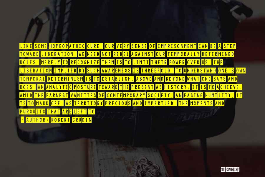 Robert Grudin Quotes: Like Some Homeopathic Cure, Our Very Sense Of Imprisonment Can Be A Step Toward Liberation. We Need Not Rebel Against