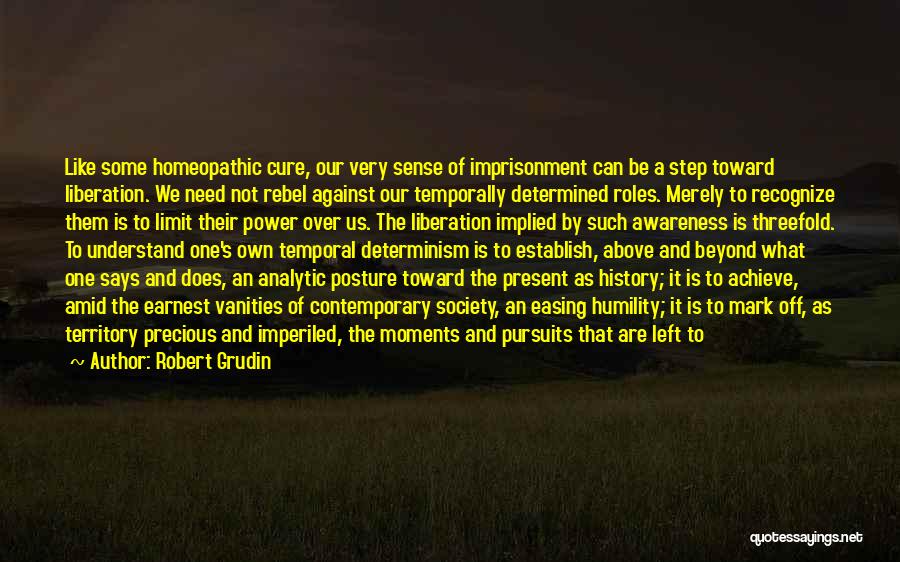 Robert Grudin Quotes: Like Some Homeopathic Cure, Our Very Sense Of Imprisonment Can Be A Step Toward Liberation. We Need Not Rebel Against