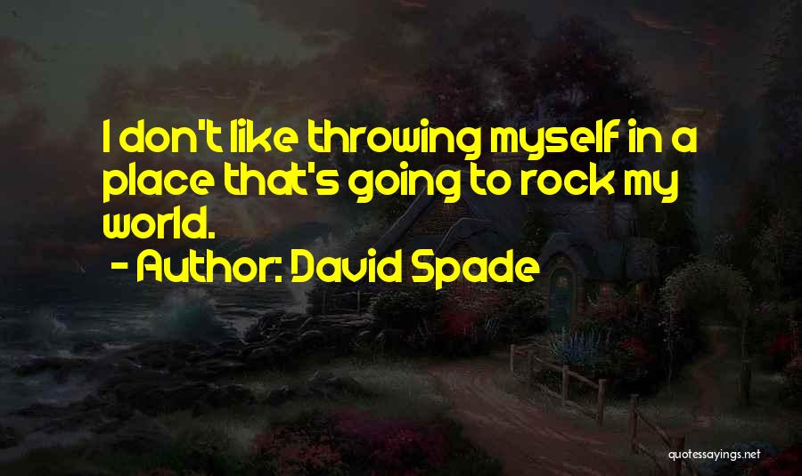 David Spade Quotes: I Don't Like Throwing Myself In A Place That's Going To Rock My World.