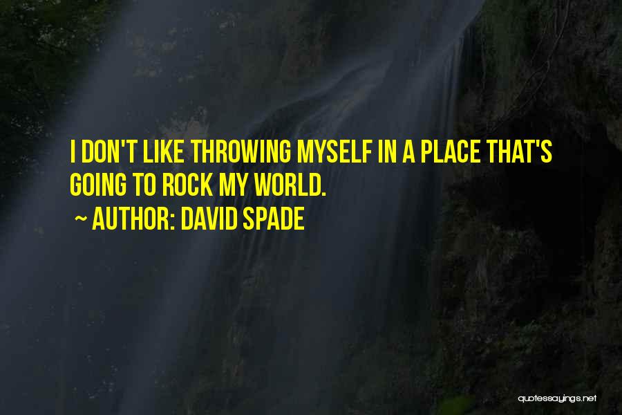 David Spade Quotes: I Don't Like Throwing Myself In A Place That's Going To Rock My World.