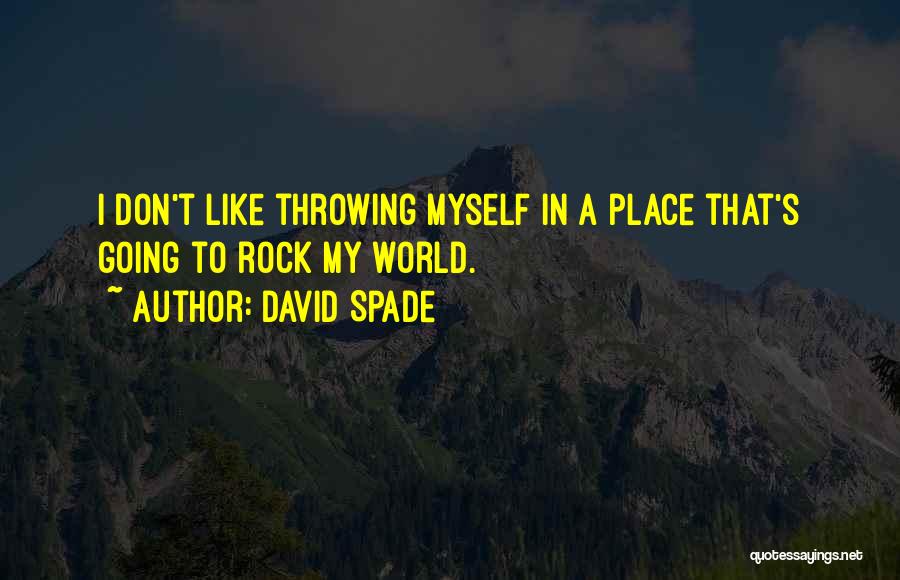 David Spade Quotes: I Don't Like Throwing Myself In A Place That's Going To Rock My World.