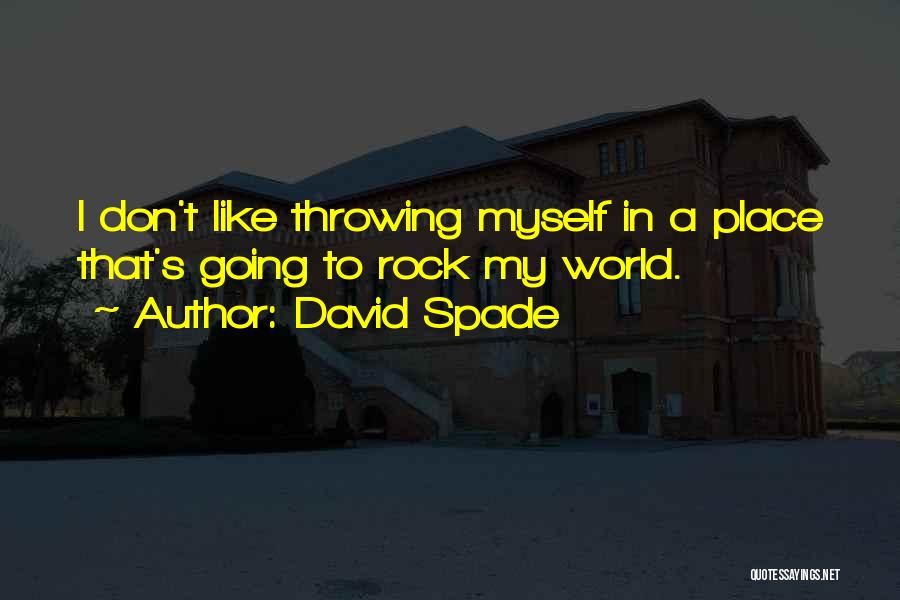 David Spade Quotes: I Don't Like Throwing Myself In A Place That's Going To Rock My World.