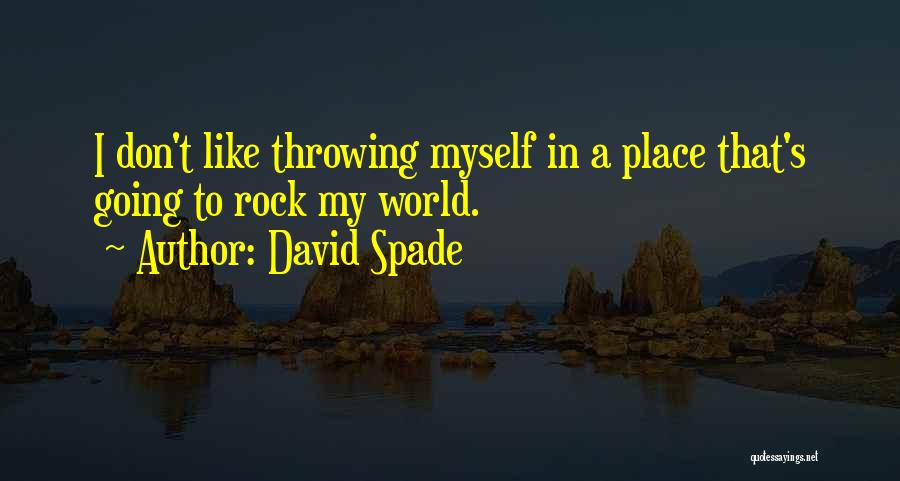 David Spade Quotes: I Don't Like Throwing Myself In A Place That's Going To Rock My World.