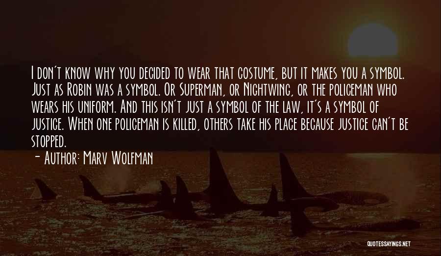 Marv Wolfman Quotes: I Don't Know Why You Decided To Wear That Costume, But It Makes You A Symbol. Just As Robin Was